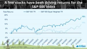 a graph depicting a few stocks driving the growth of S&P 500 index returns
